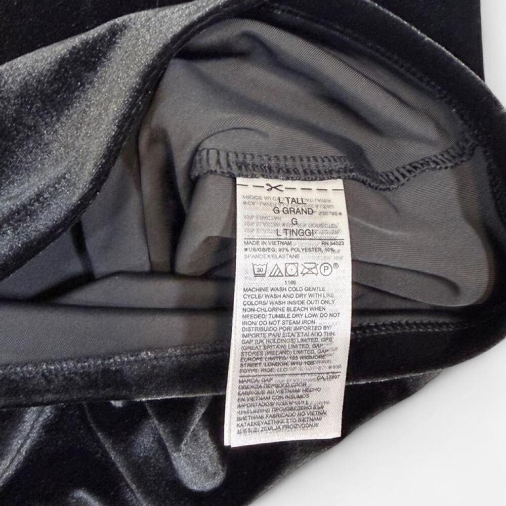 GAP Black Velvet Sleeveless Top Sz L Tall Zip Back Sheer Yoke Stretch - Picture 3 of 4